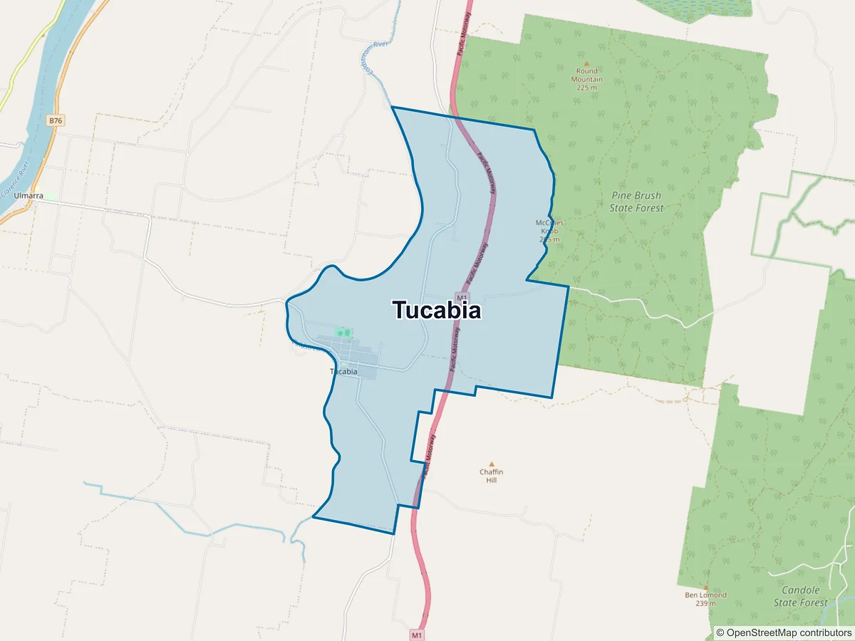 Map of Tucabia, NSW, Australia