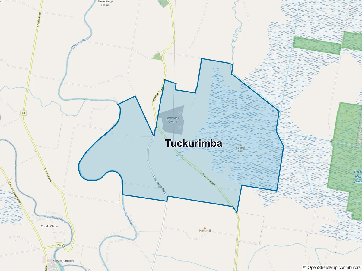 Map of Tuckurimba, NSW, Australia