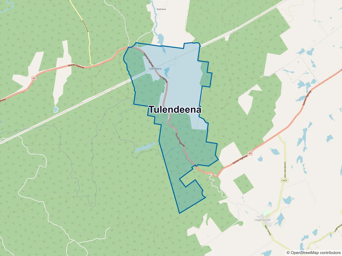 Map of Tulendeena, TAS, Australia