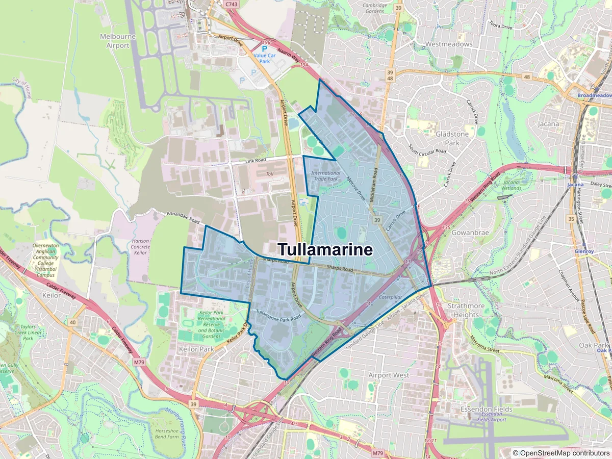 Map of Tullamarine, VIC, Australia