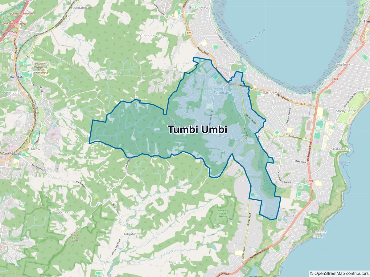 Map of Tumbi Umbi, NSW, Australia