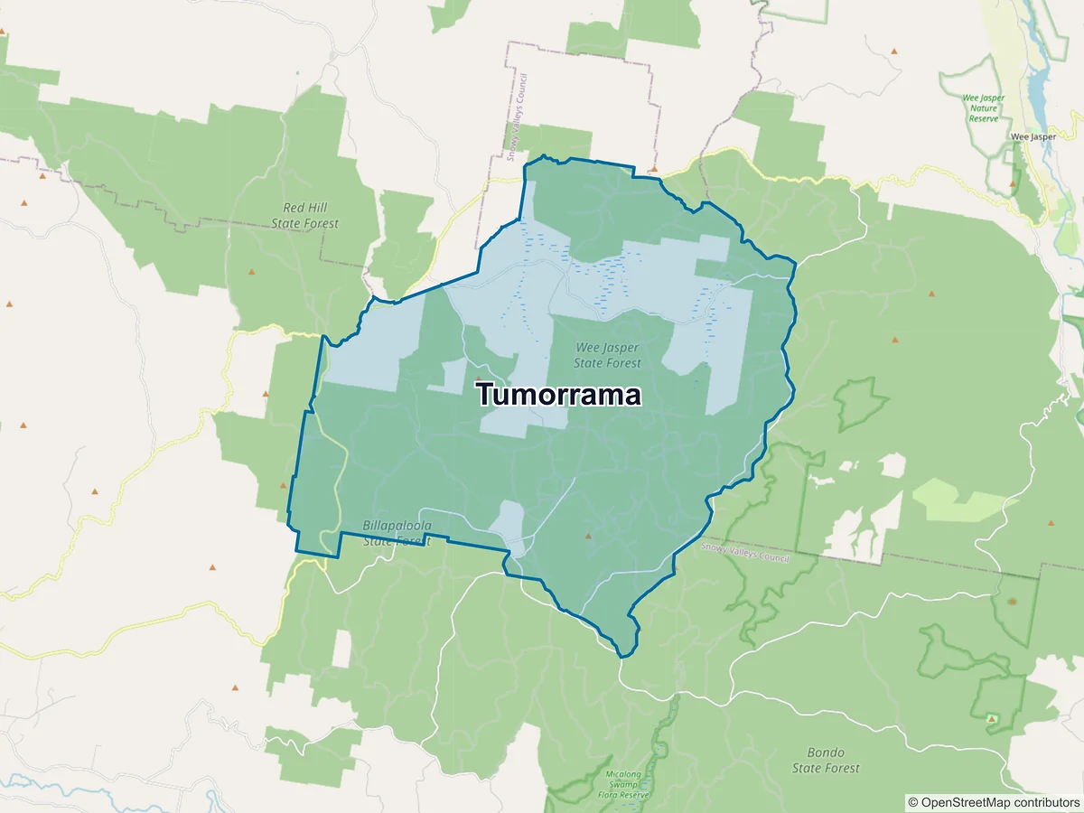 Map of Tumorrama, NSW, Australia