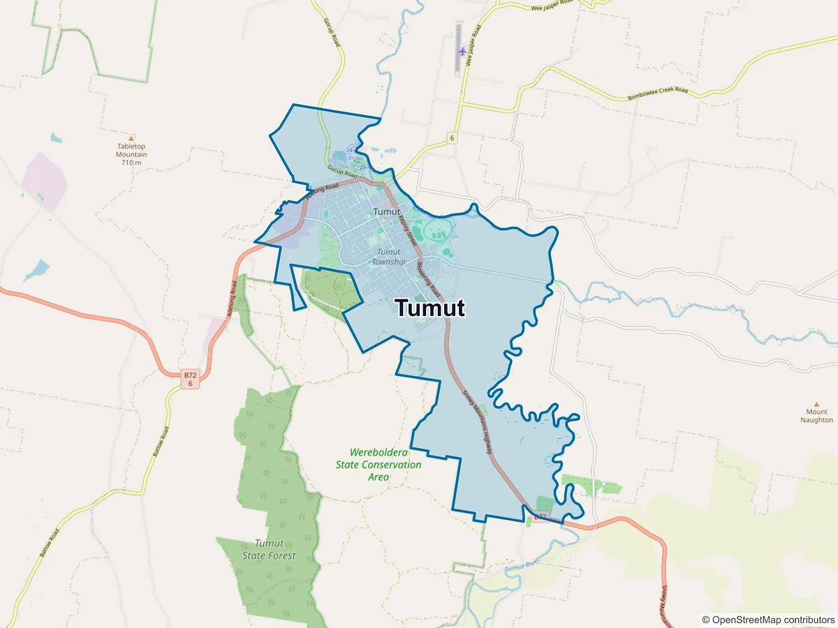Map of Tumut, NSW, Australia