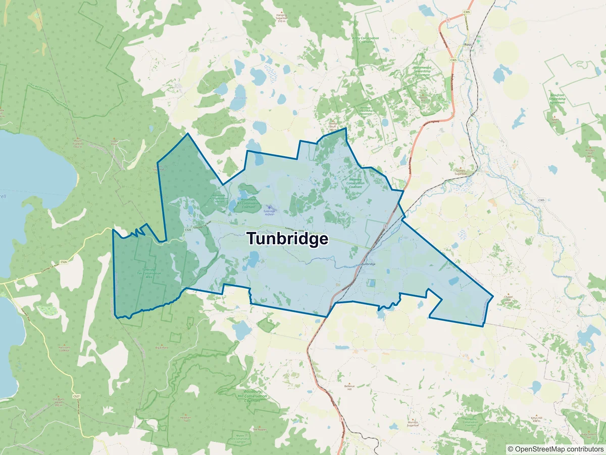 Map of Tunbridge, TAS, Australia