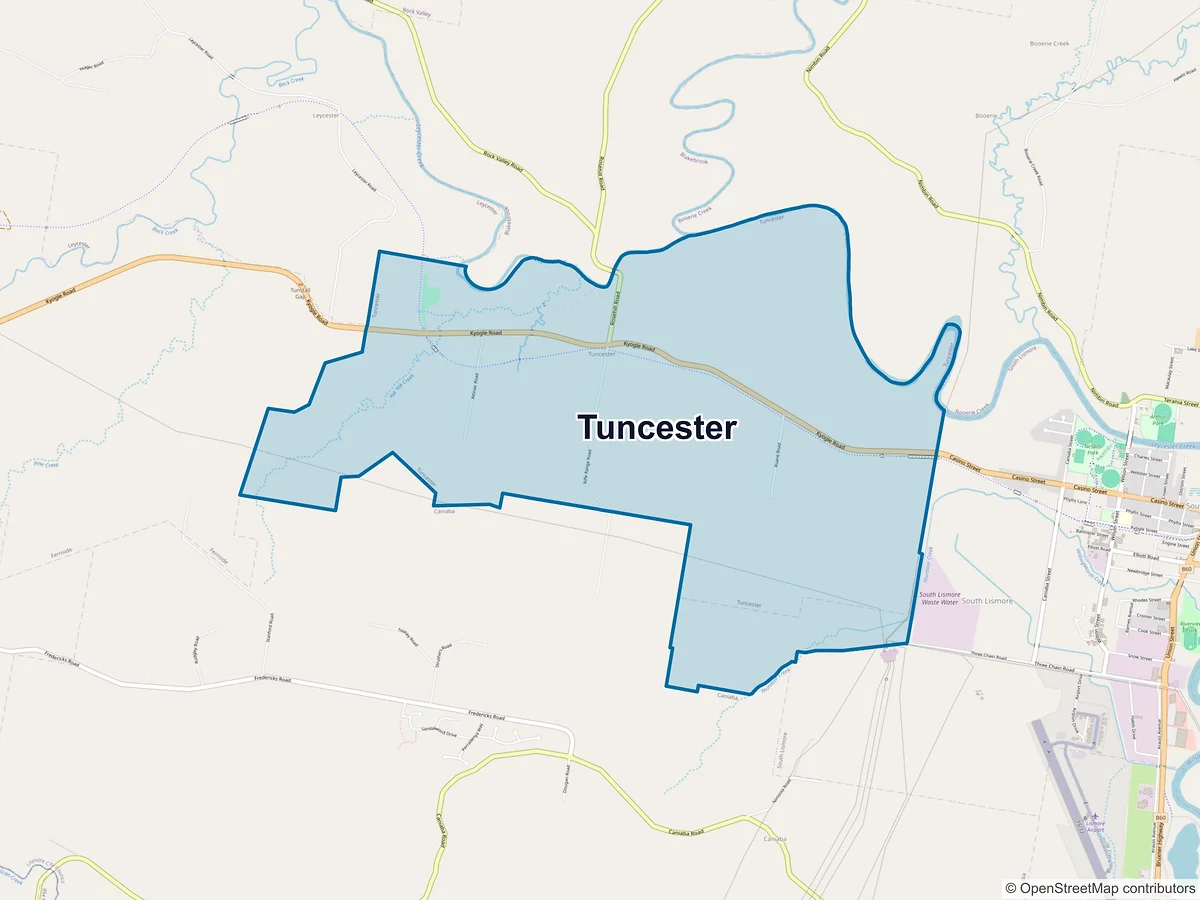 Map of Tuncester, NSW, Australia