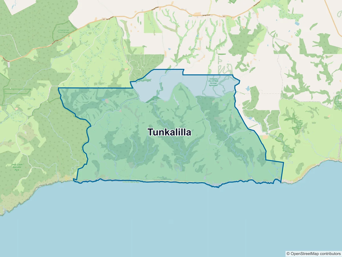 Map of Tunkalilla, SA, Australia