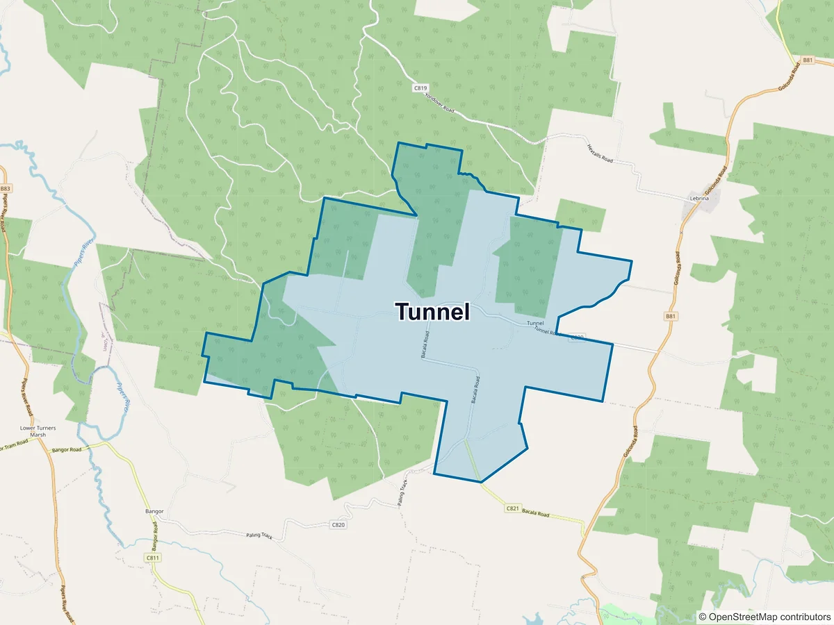 Map of Tunnel, TAS, Australia