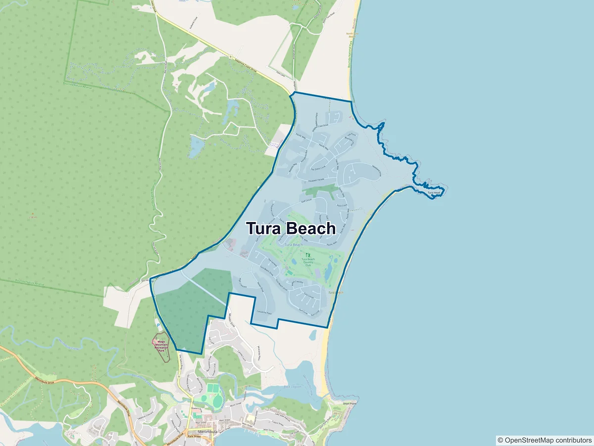 Map of Tura Beach, NSW, Australia