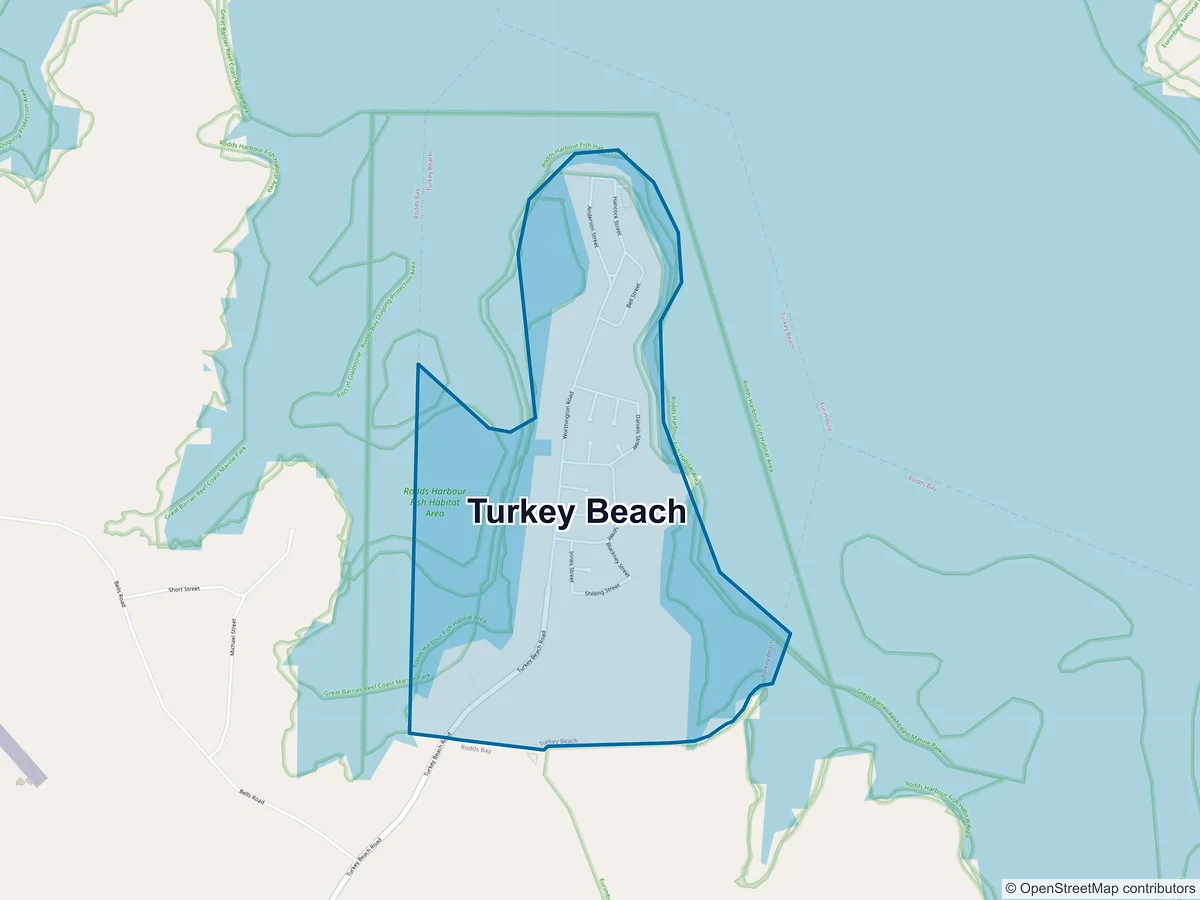 Map of Turkey Beach, QLD, Australia