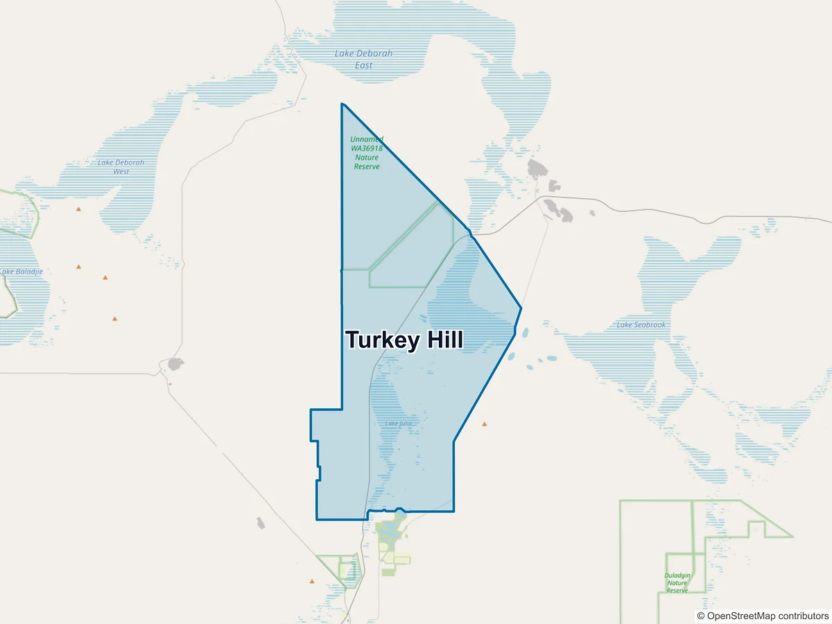 Map of Turkey Hill, WA, Australia