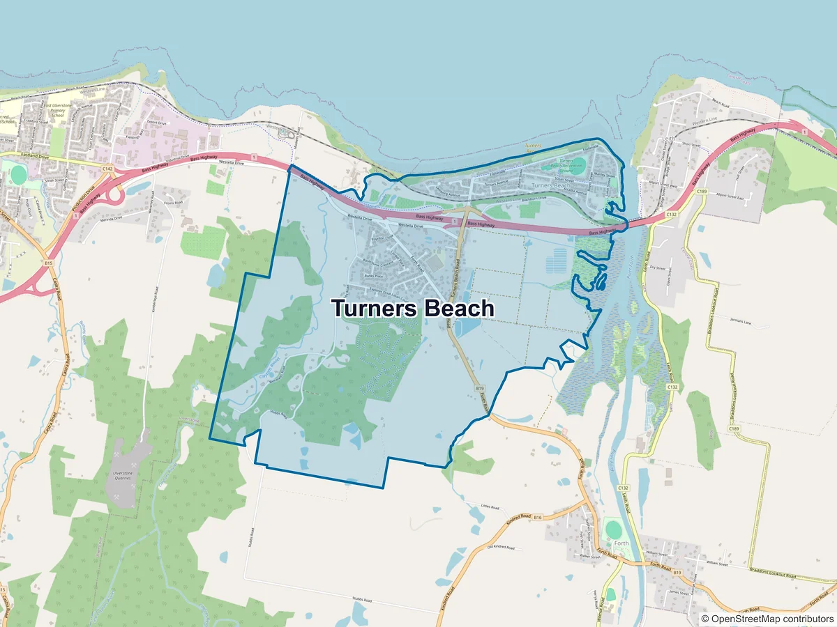 Map of Turners Beach, TAS, Australia