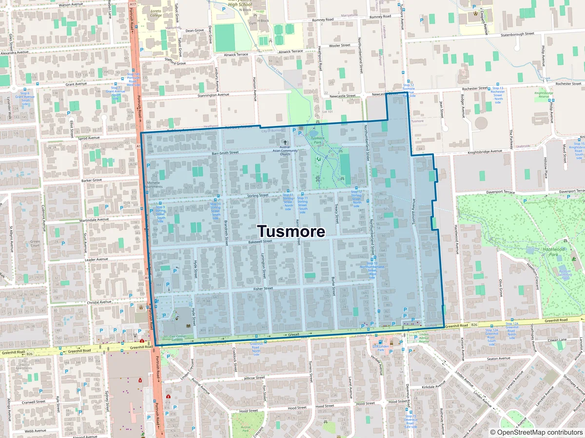 Map of Tusmore, SA, Australia