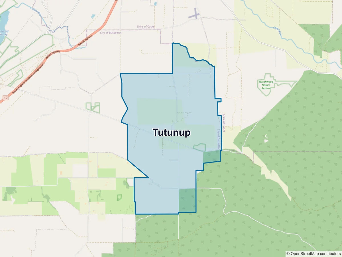 Map of Tutunup, WA, Australia