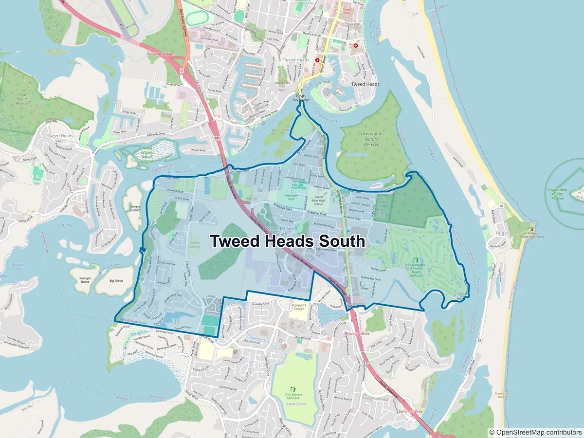 Map of Tweed Heads South, NSW, Australia