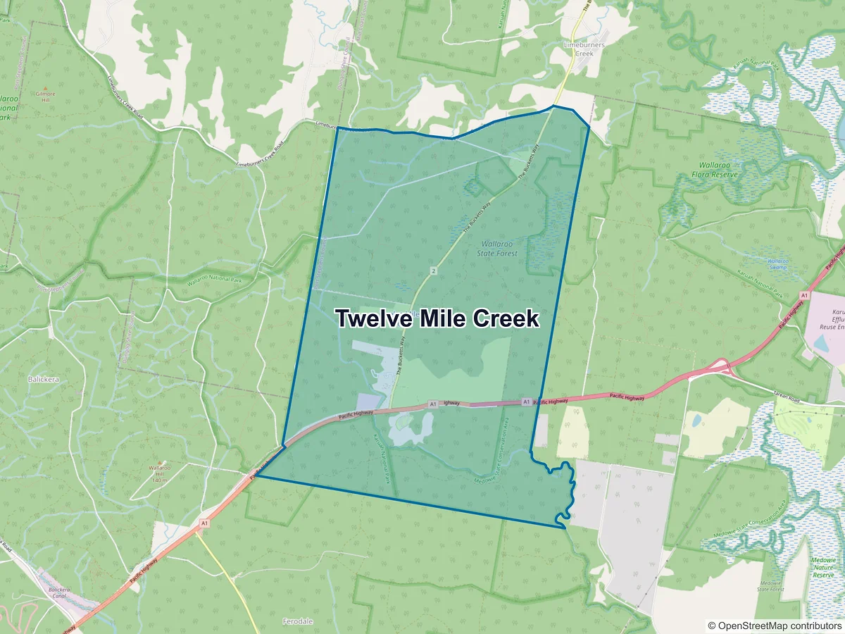 Map of Twelve Mile Creek, NSW, Australia