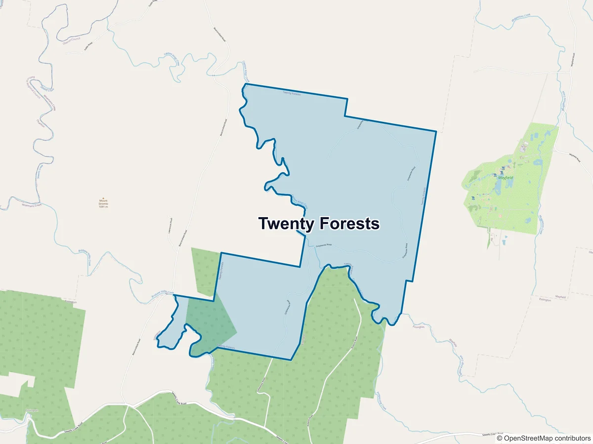 Map of Twenty Forests, NSW, Australia