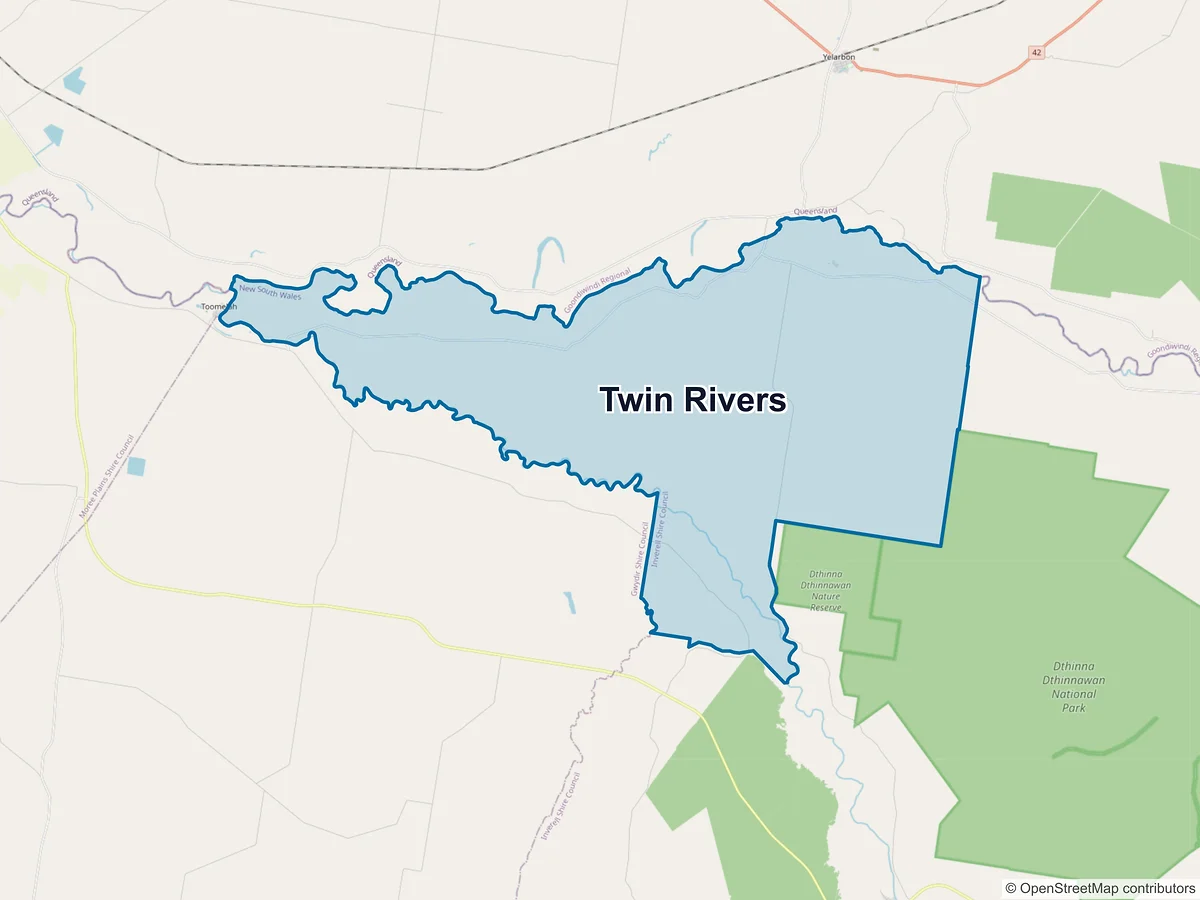 Map of Twin Rivers, NSW, Australia