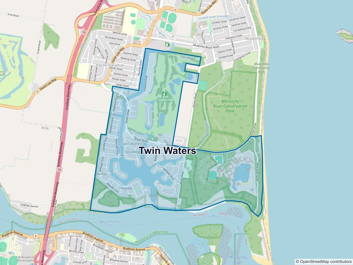 Map of Twin Waters, QLD, Australia