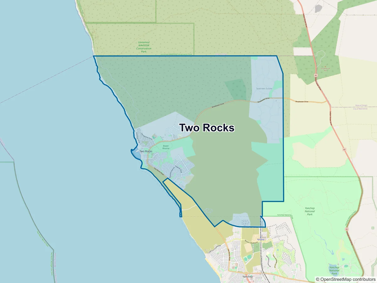 Map of Two Rocks, WA, Australia