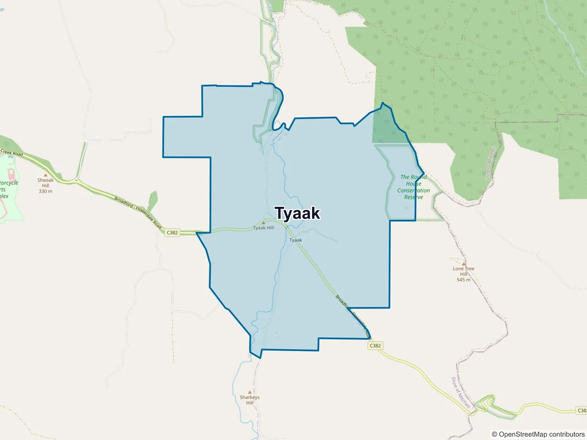 Map of Tyaak, VIC, Australia