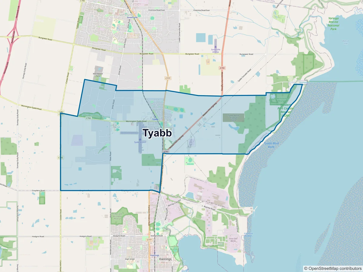 Map of Tyabb, VIC, Australia