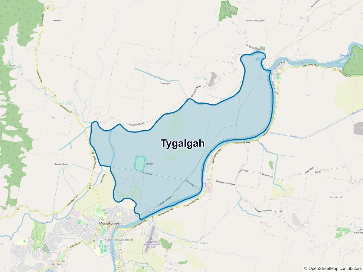 Map of Tygalgah, NSW, Australia