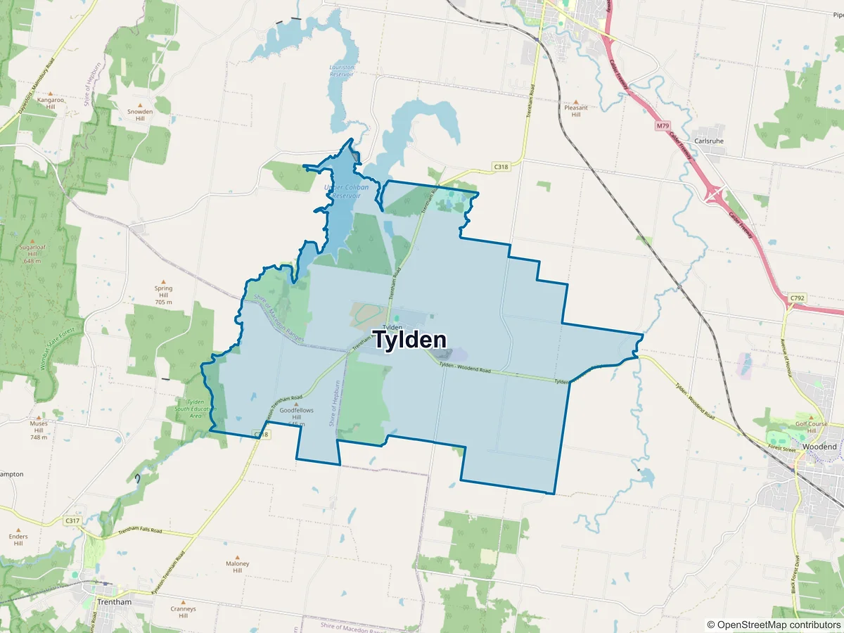 Map of Tylden, VIC, Australia