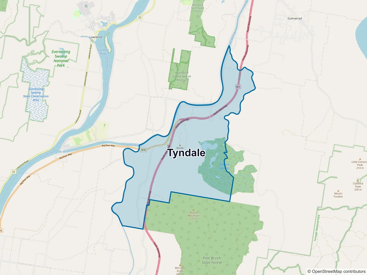 Map of Tyndale, NSW, Australia