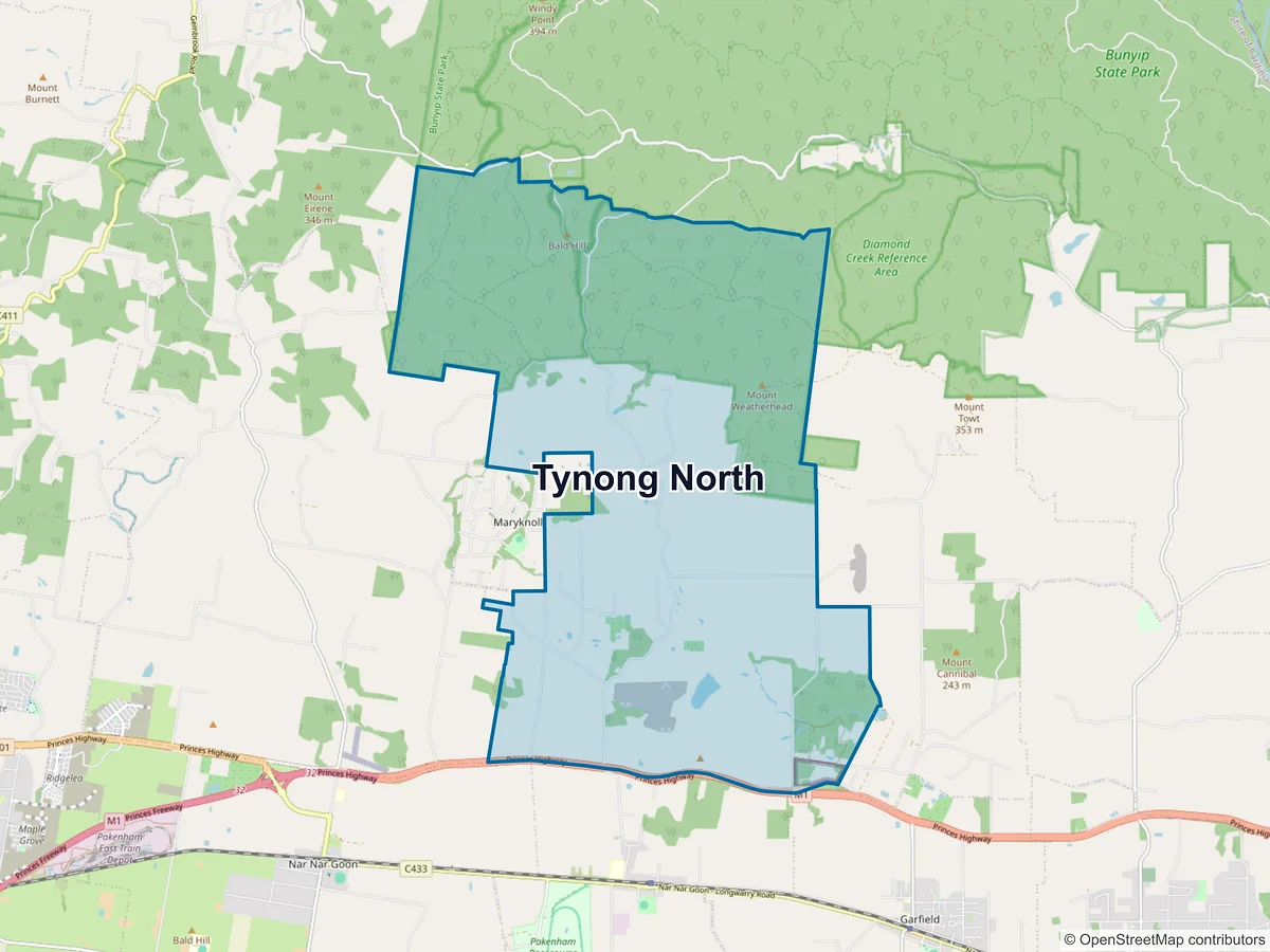 Map of Tynong North, VIC, Australia
