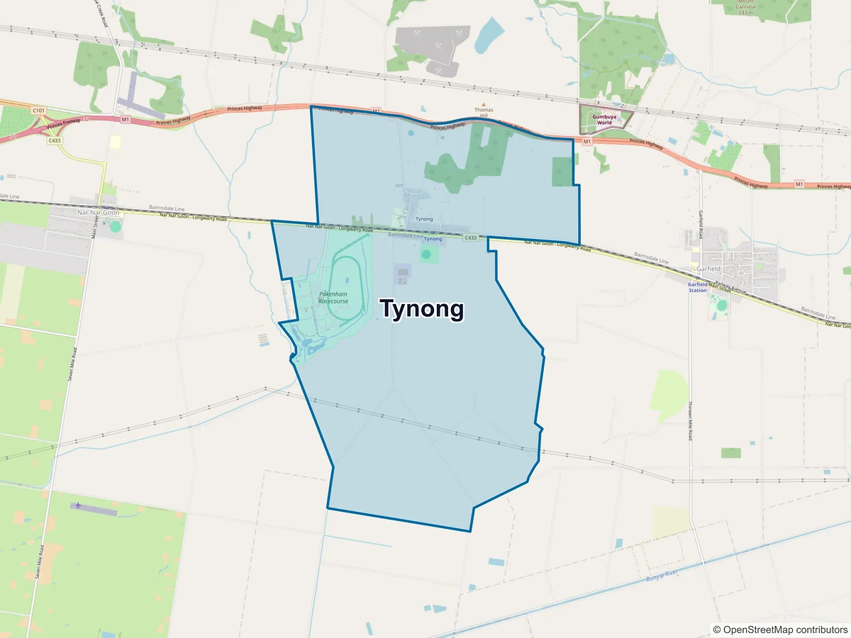Map of Tynong, VIC, Australia