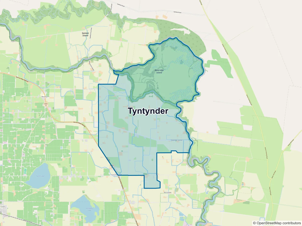 Map of Tyntynder, VIC, Australia
