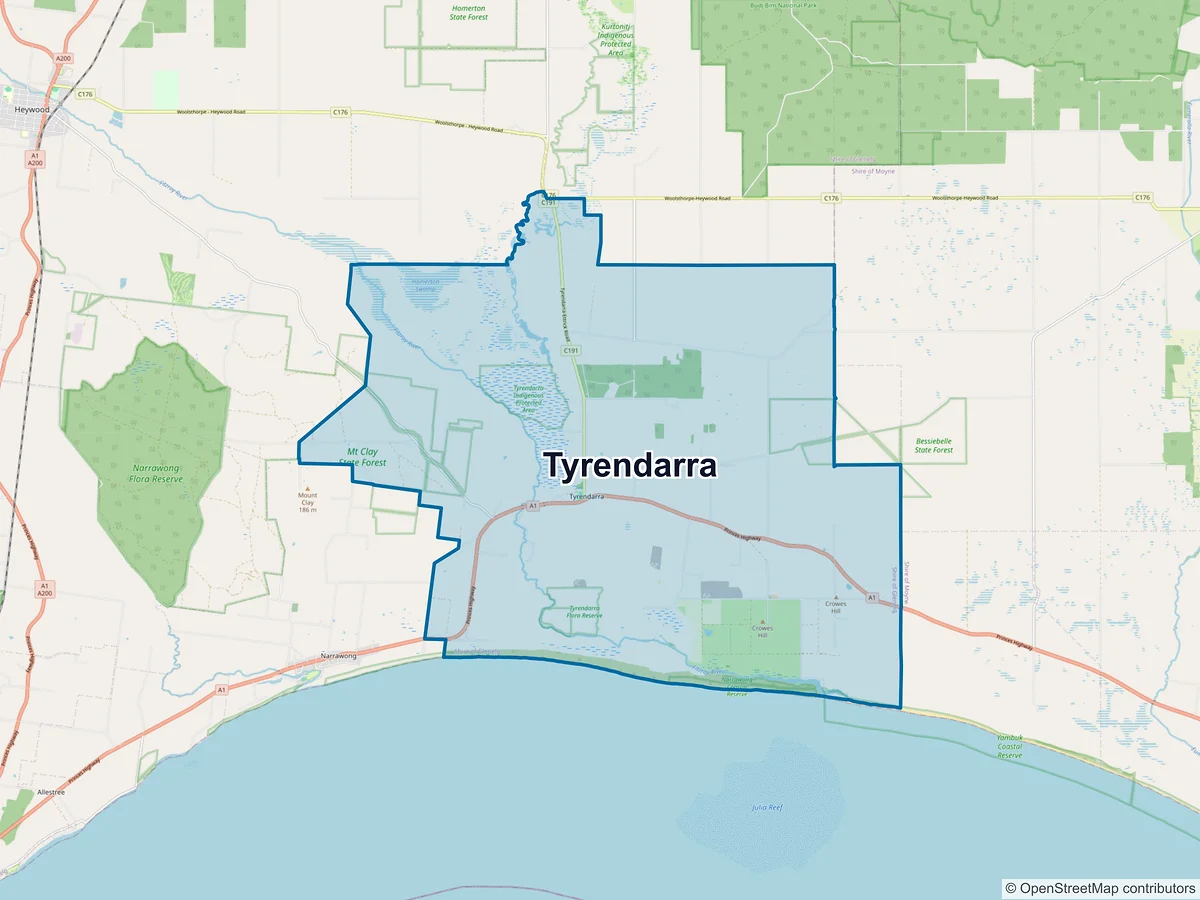 Map of Tyrendarra, VIC, Australia
