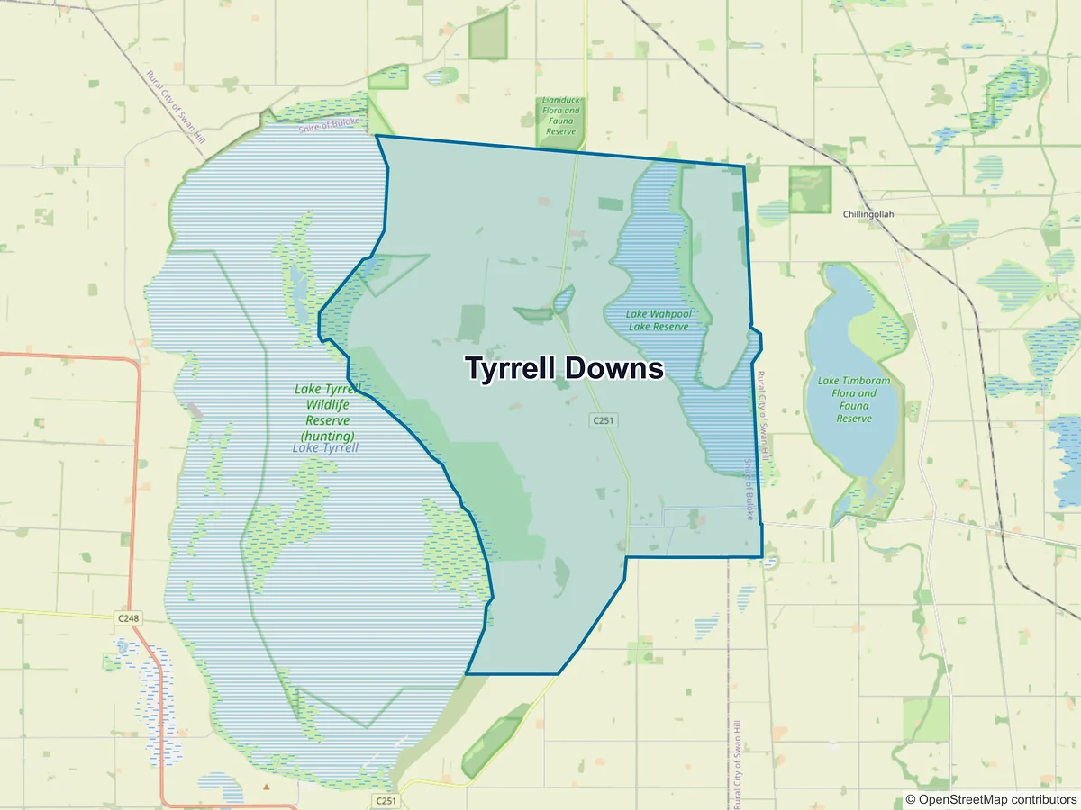 Map of Tyrrell Downs, VIC, Australia