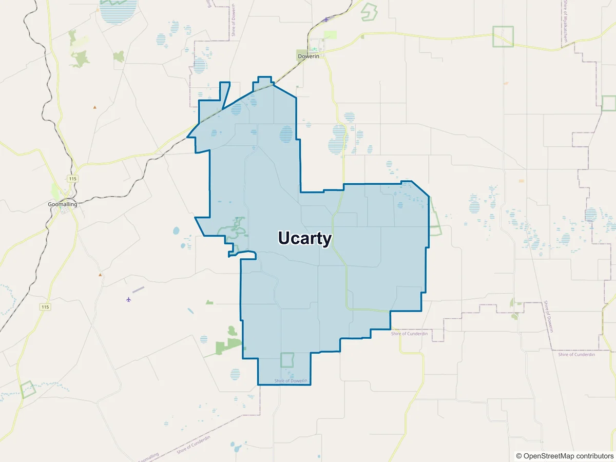 Map of Ucarty, WA, Australia