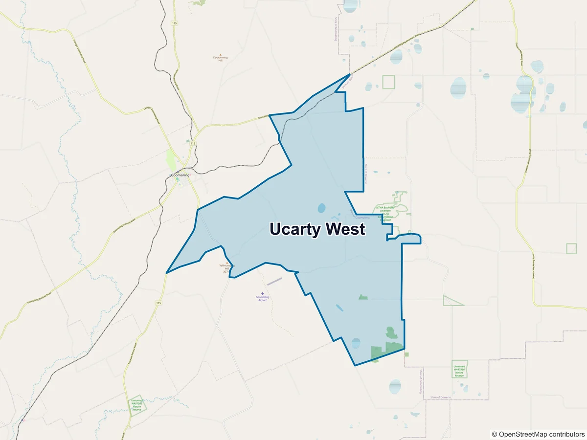 Map of Ucarty West, WA, Australia