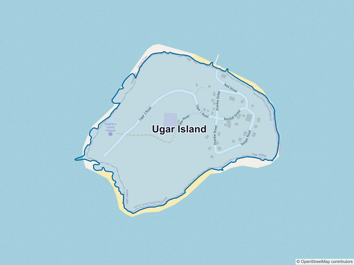 Map of Ugar Island, QLD, Australia