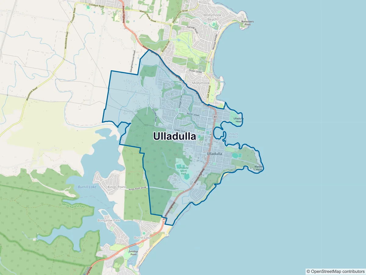 Map of Ulladulla, NSW, Australia