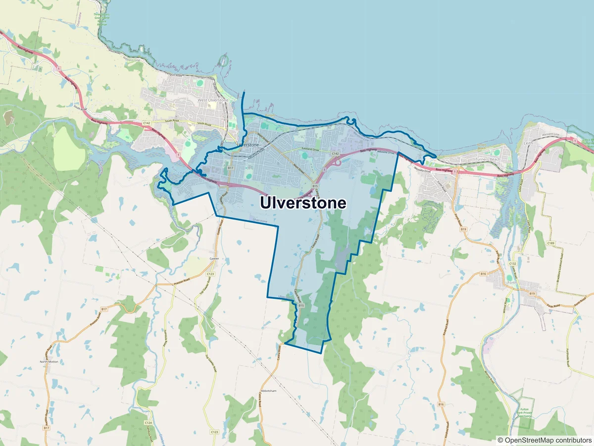 Map of Ulverstone, TAS, Australia