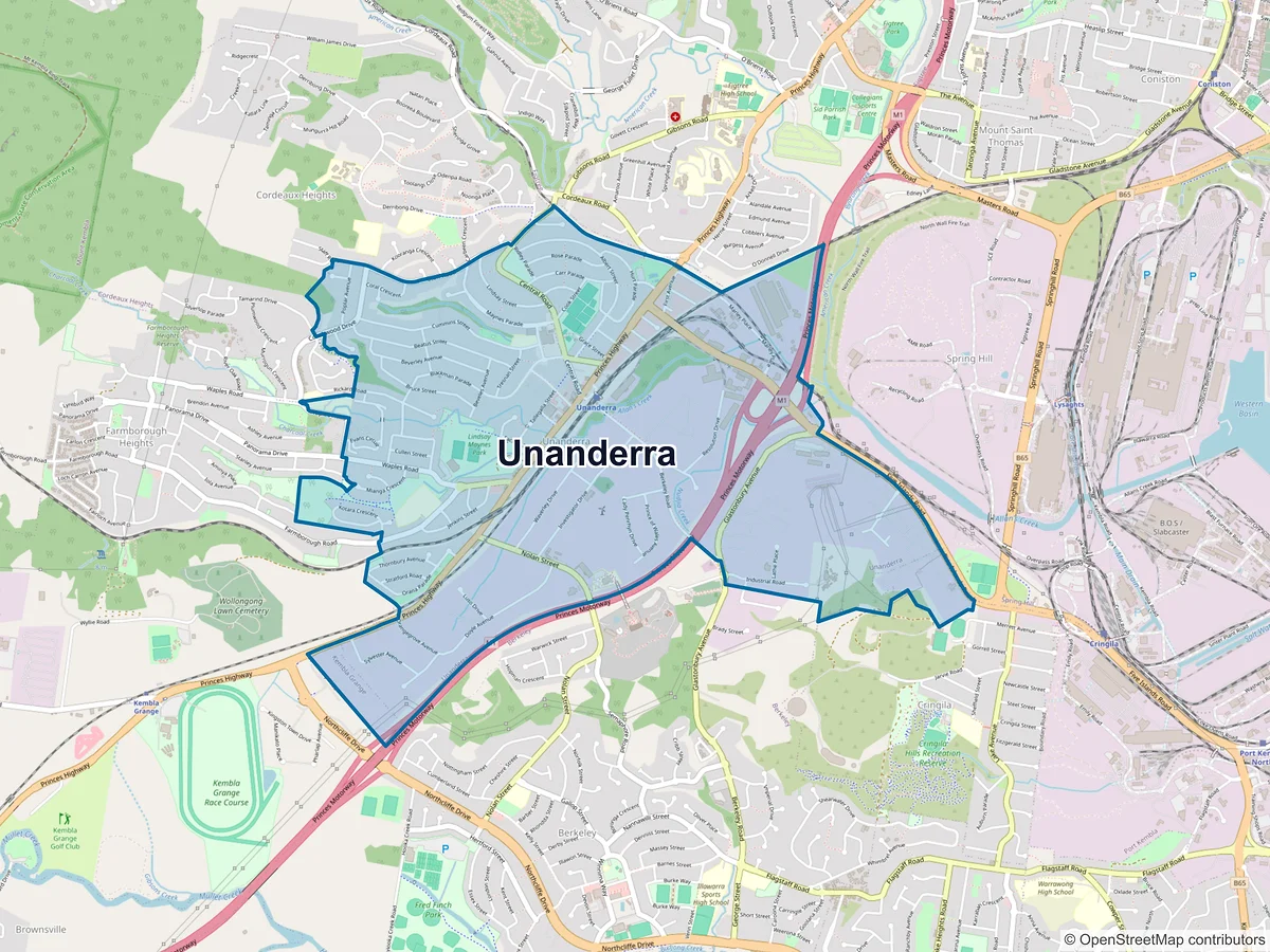 Map of Unanderra, NSW, Australia
