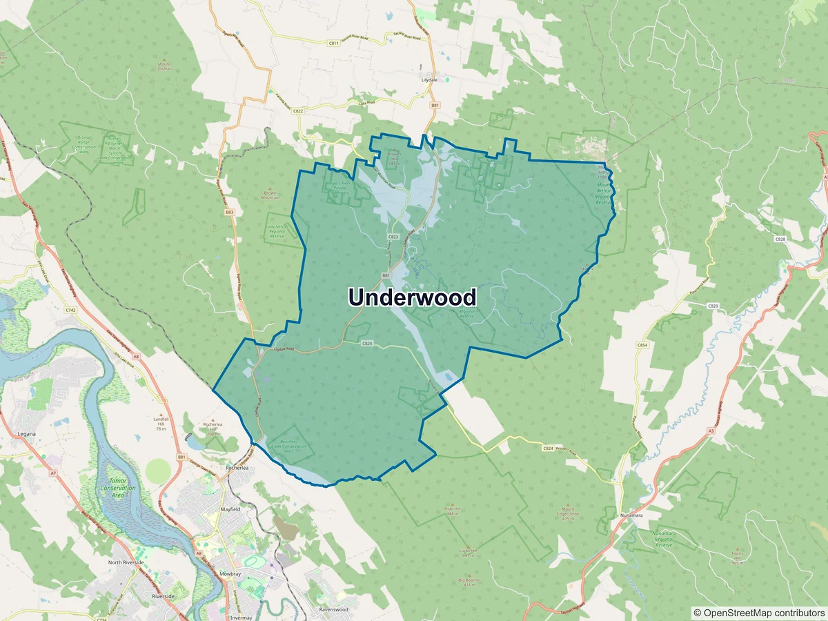 Map of Underwood, TAS, Australia