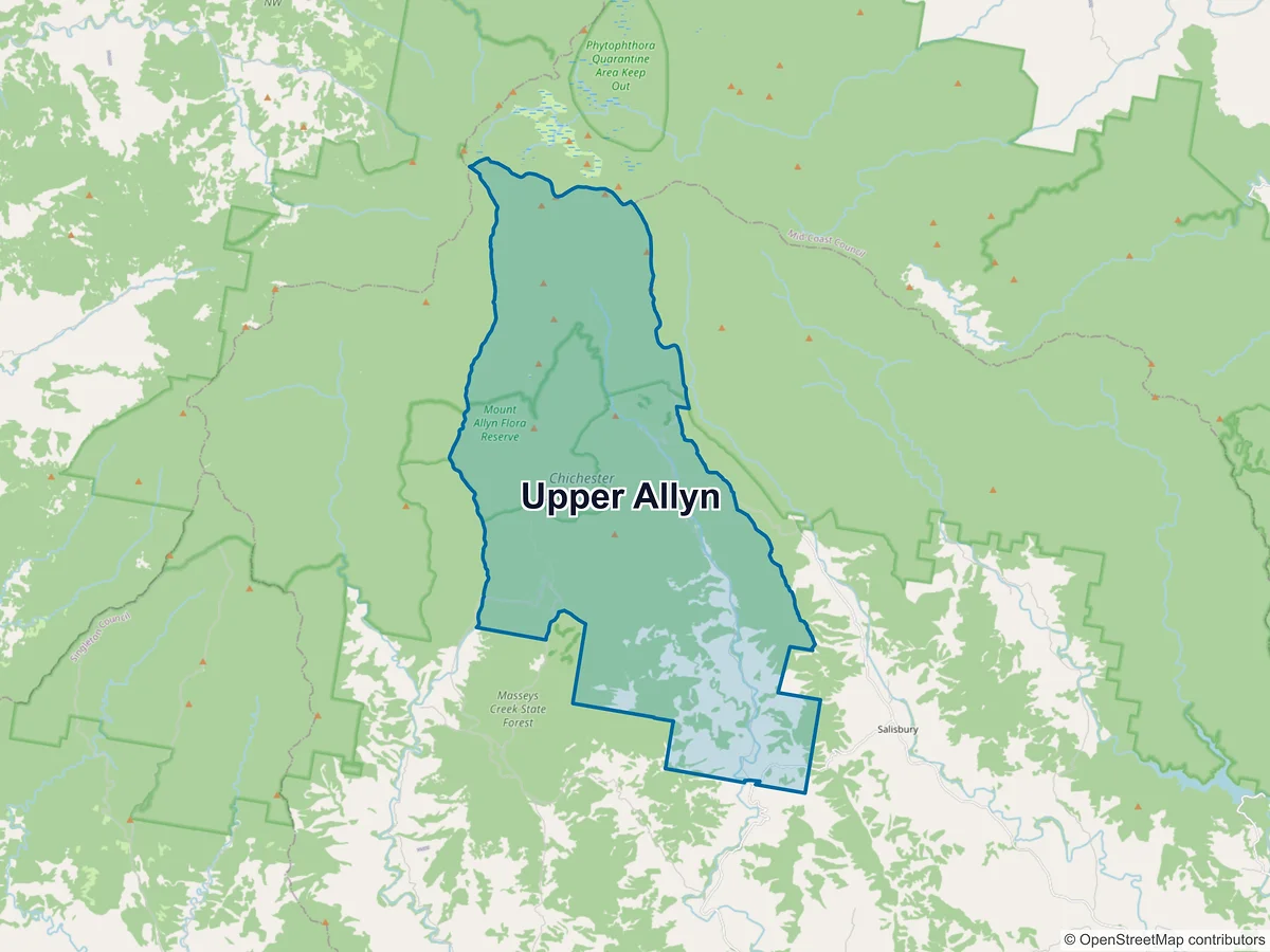 Map of Upper Allyn, NSW, Australia