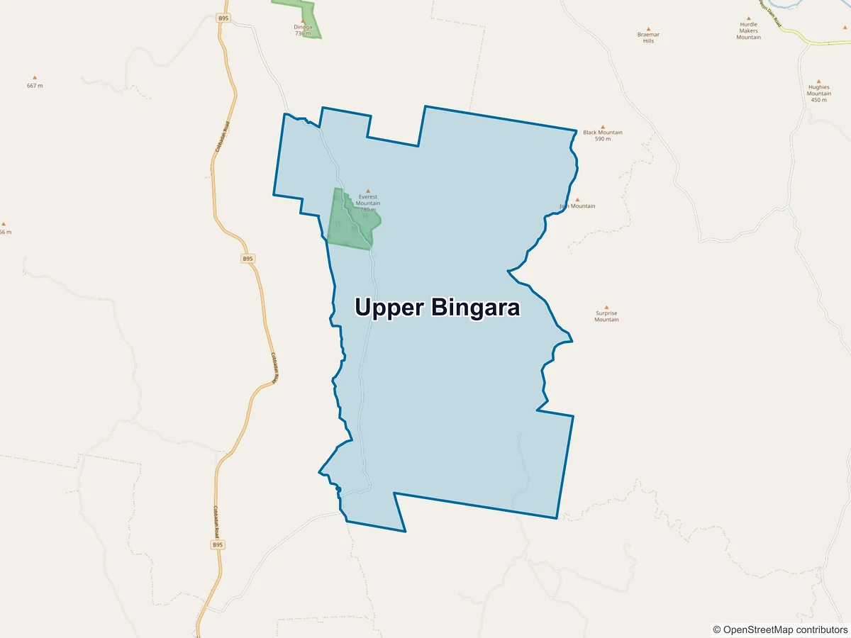 Map of Upper Bingara, NSW, Australia