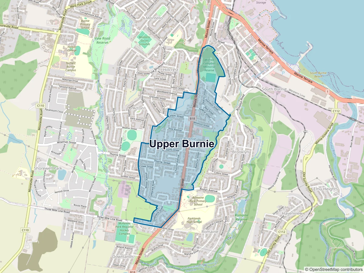 Map of Upper Burnie, TAS, Australia