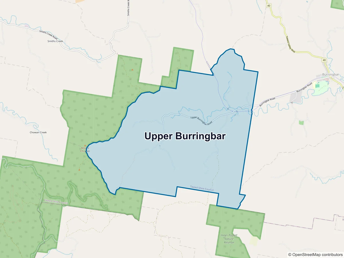 Map of Upper Burringbar, NSW, Australia
