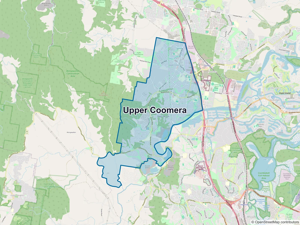 Map of Upper Coomera, QLD, Australia