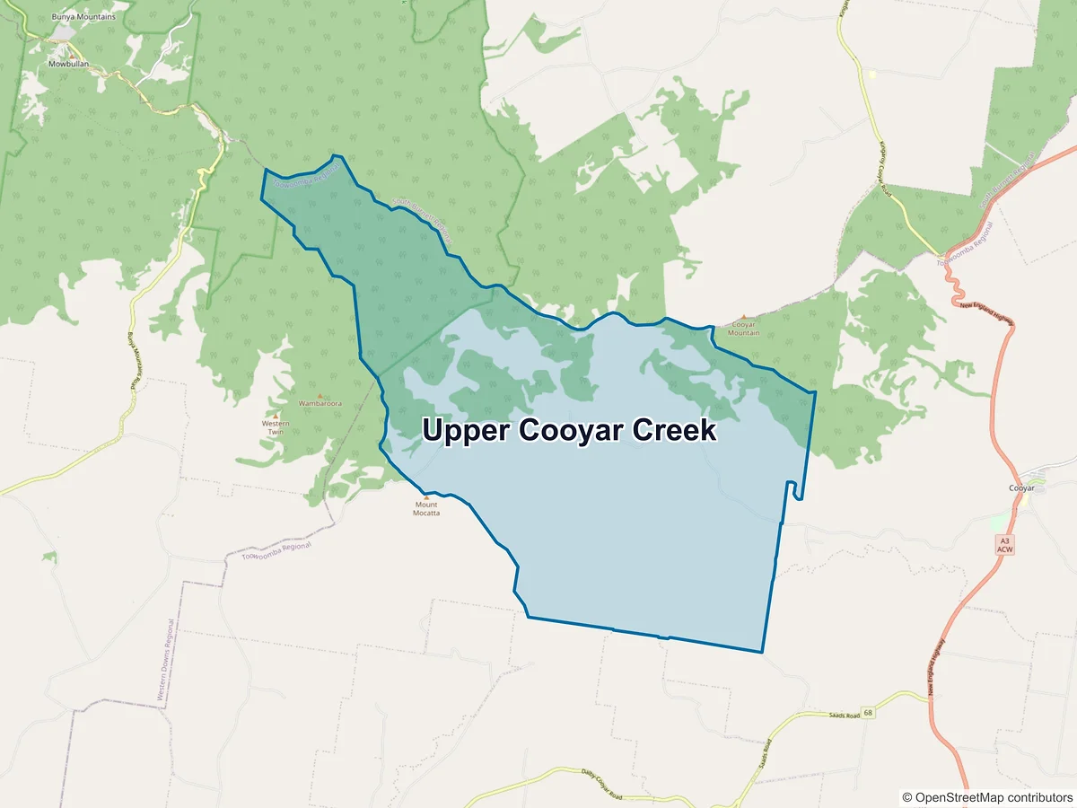 Map of Upper Cooyar Creek, QLD, Australia