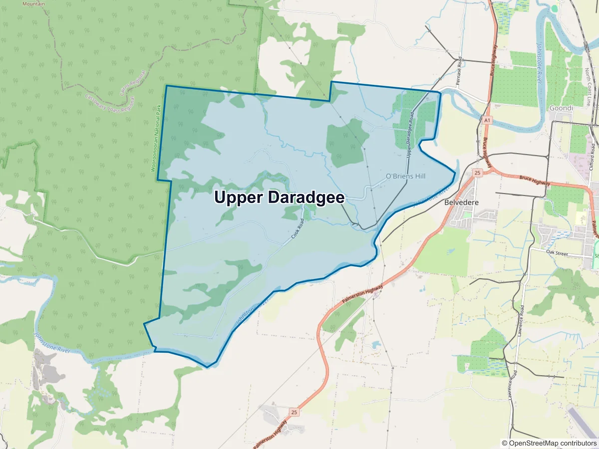 Map of Upper Daradgee, QLD, Australia