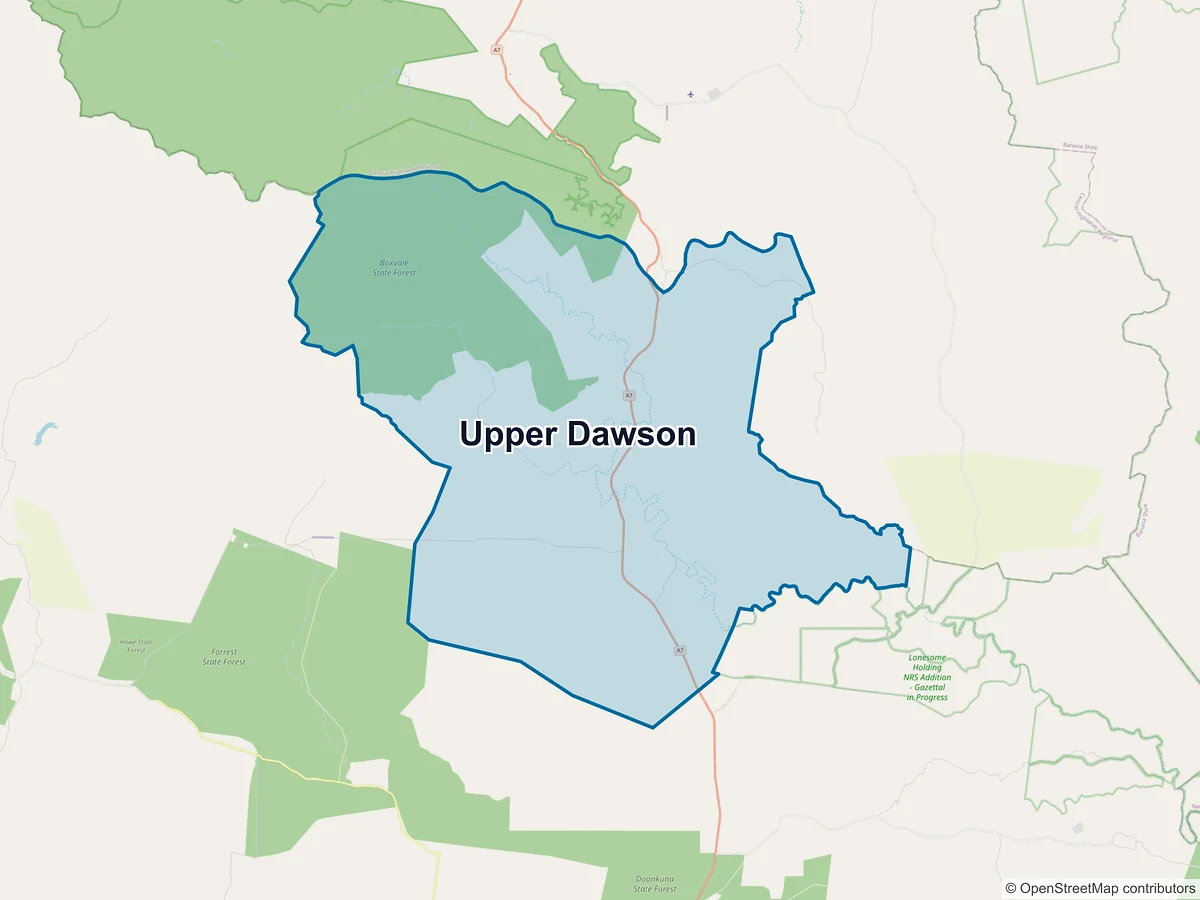 Map of Upper Dawson, QLD, Australia
