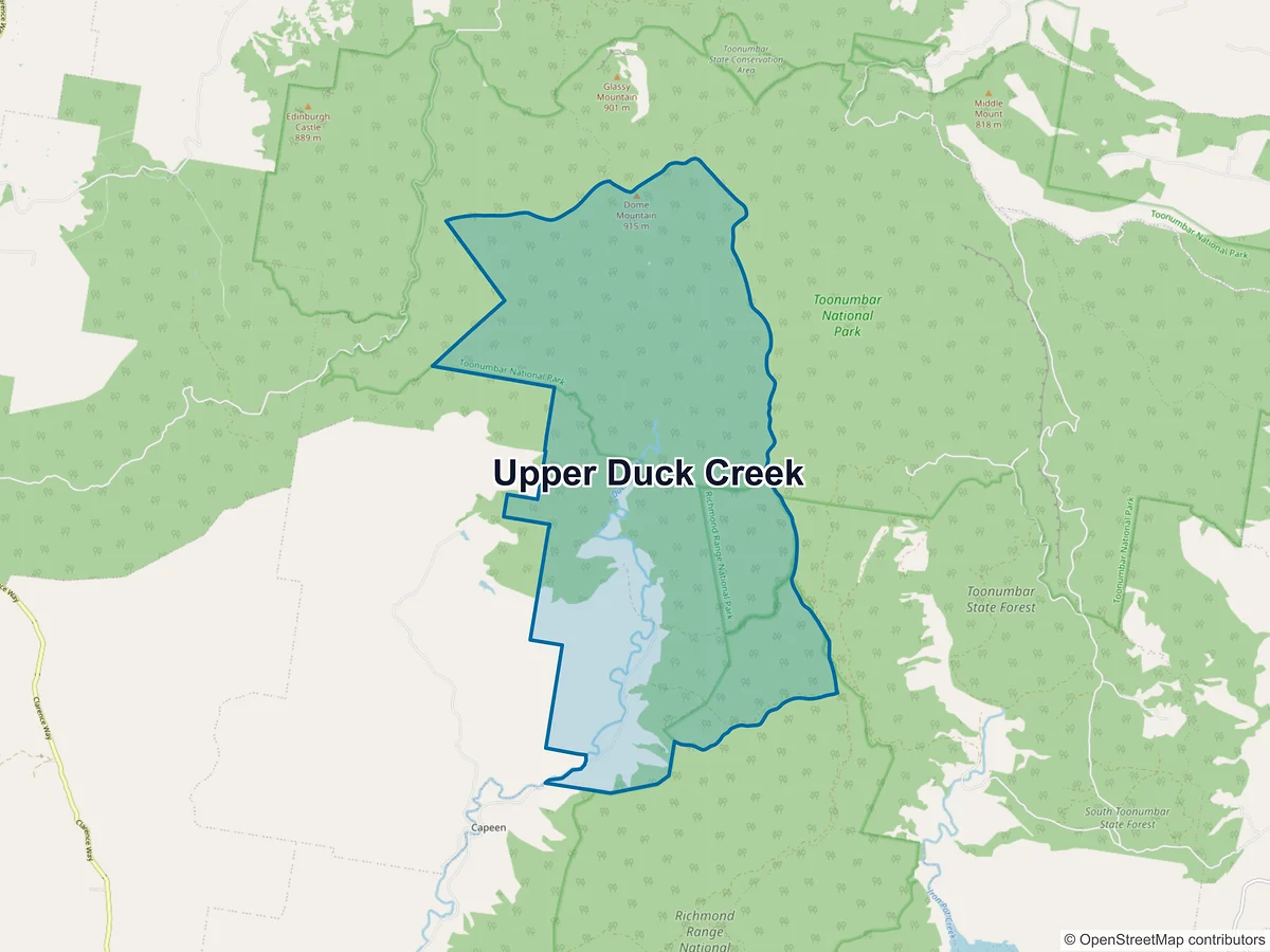 Map of Upper Duck Creek, NSW, Australia