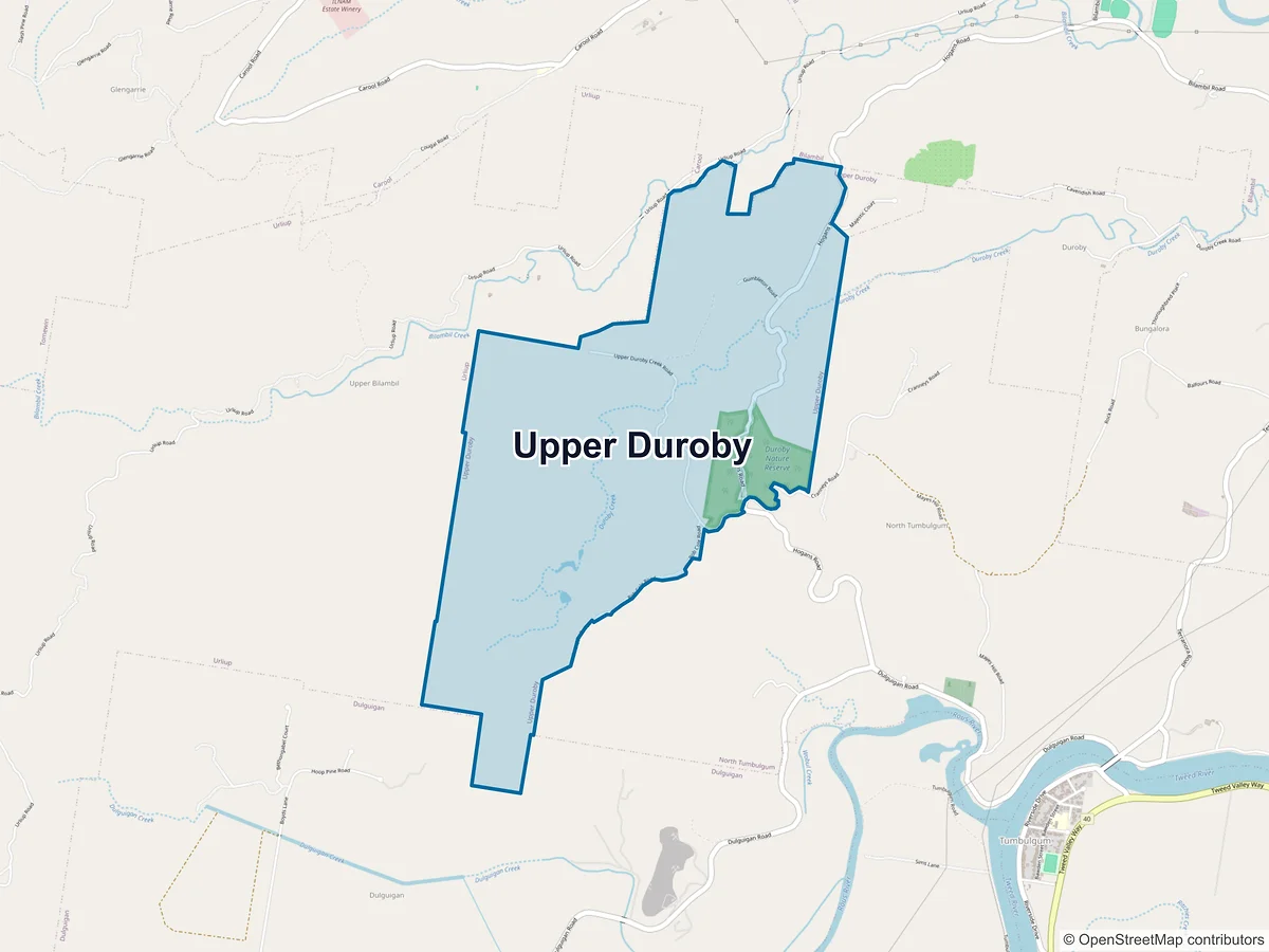 Map of Upper Duroby, NSW, Australia
